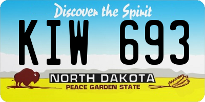 ND license plate KIW693