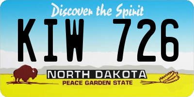 ND license plate KIW726
