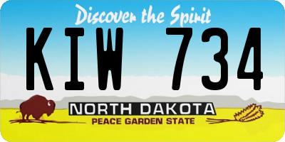 ND license plate KIW734