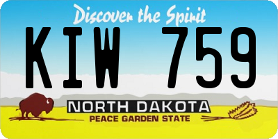 ND license plate KIW759