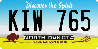 ND license plate KIW765