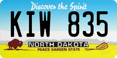 ND license plate KIW835
