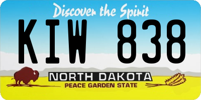 ND license plate KIW838