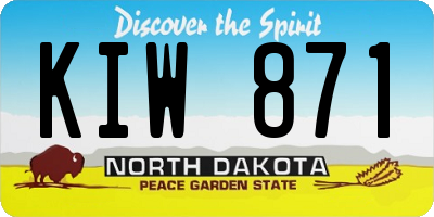ND license plate KIW871