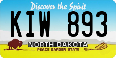 ND license plate KIW893