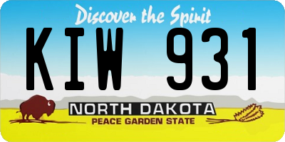 ND license plate KIW931