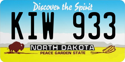 ND license plate KIW933