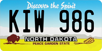 ND license plate KIW986
