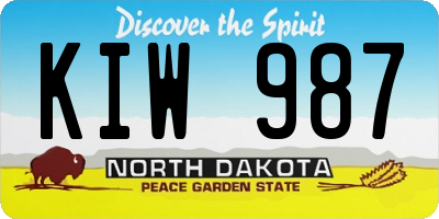 ND license plate KIW987