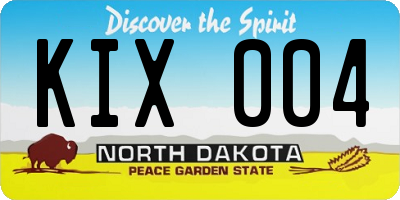 ND license plate KIX004
