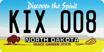 ND license plate KIX008
