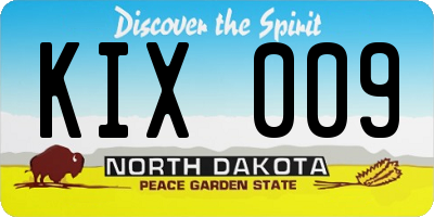 ND license plate KIX009