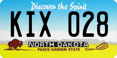 ND license plate KIX028
