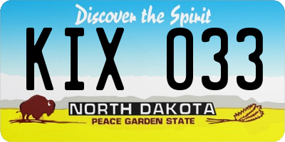 ND license plate KIX033
