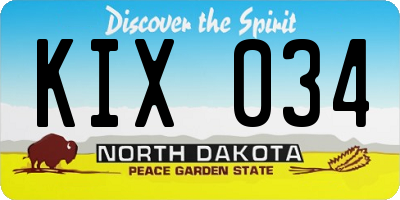 ND license plate KIX034