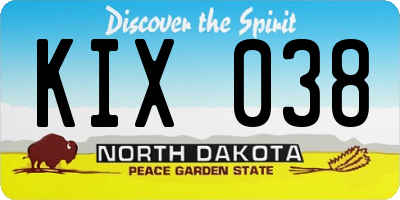 ND license plate KIX038
