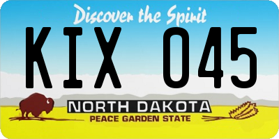 ND license plate KIX045