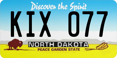 ND license plate KIX077