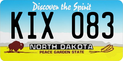 ND license plate KIX083