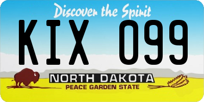 ND license plate KIX099