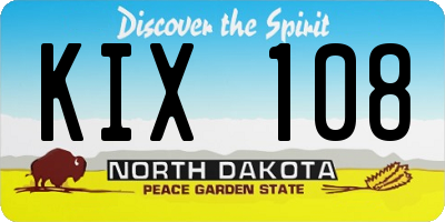 ND license plate KIX108
