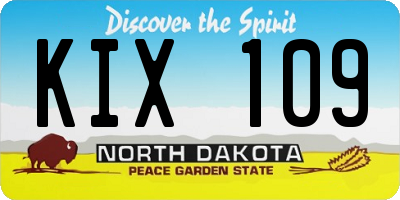 ND license plate KIX109