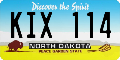 ND license plate KIX114