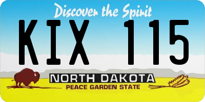 ND license plate KIX115