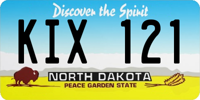 ND license plate KIX121