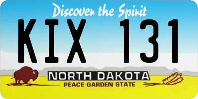 ND license plate KIX131