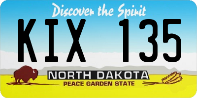 ND license plate KIX135