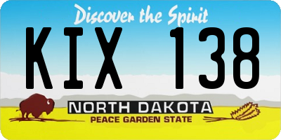 ND license plate KIX138