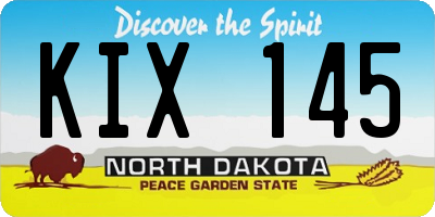 ND license plate KIX145