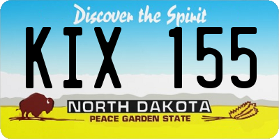 ND license plate KIX155
