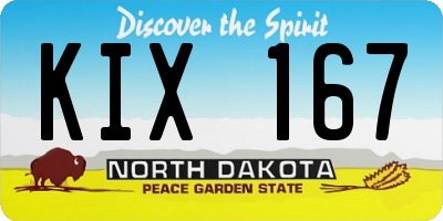 ND license plate KIX167