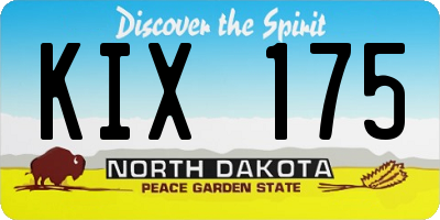 ND license plate KIX175