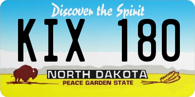 ND license plate KIX180