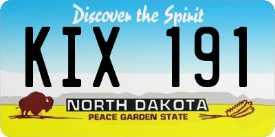 ND license plate KIX191