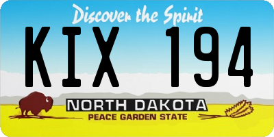 ND license plate KIX194
