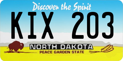 ND license plate KIX203