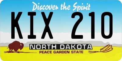 ND license plate KIX210