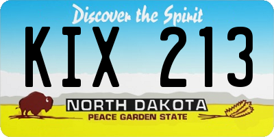 ND license plate KIX213