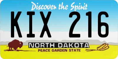 ND license plate KIX216