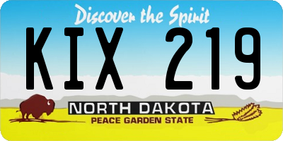 ND license plate KIX219