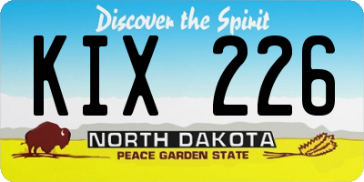 ND license plate KIX226