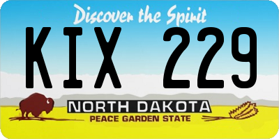 ND license plate KIX229