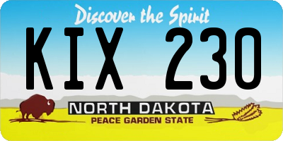 ND license plate KIX230