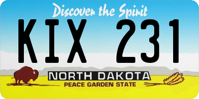 ND license plate KIX231