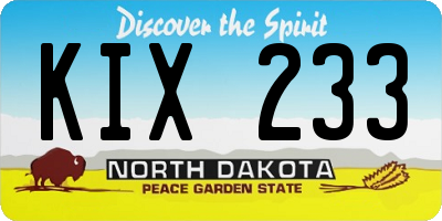 ND license plate KIX233