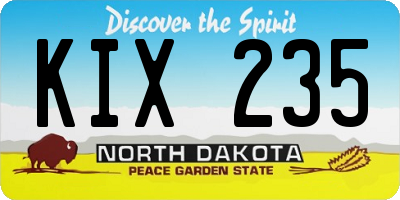 ND license plate KIX235